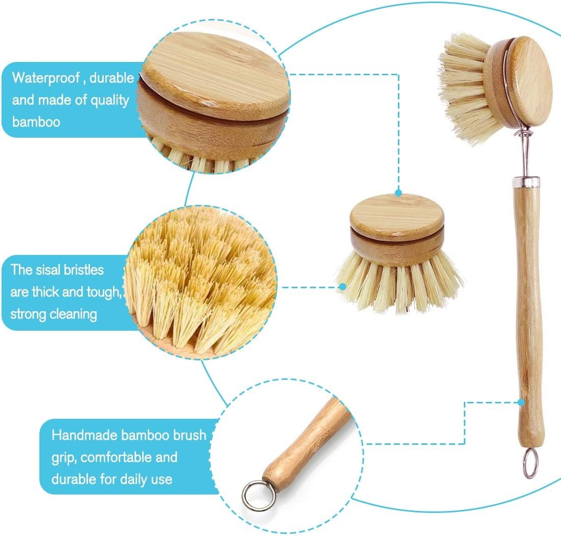 Bamboo Dish Scrub Brushes, Kit - Cast Iron Corn recension och pris