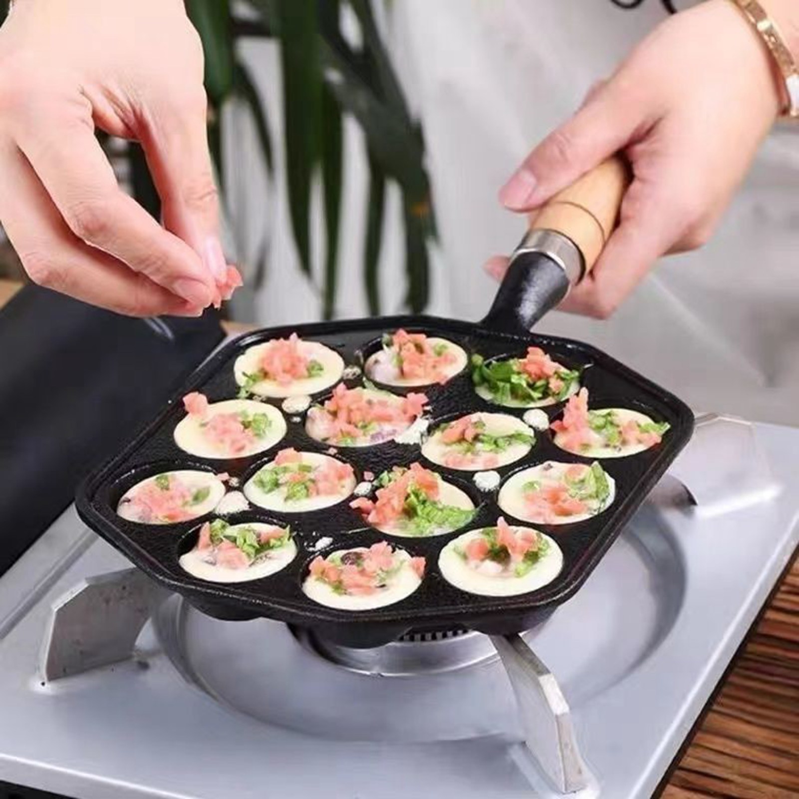 14 Holes Takoyaki Pan Nonstick - Mini Pancake Griddle recension och pris