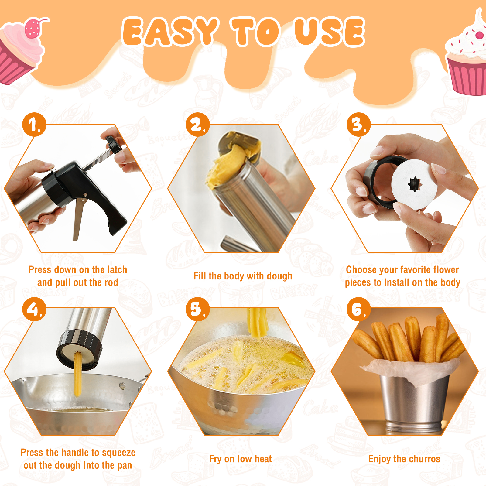 Cookie Press Gun Tips Set Stai - Churros Maker Gun recension och pris